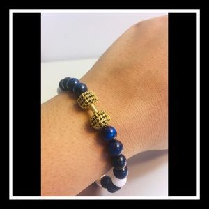 Handmade Rosegold Bejeweled Dumbbell Bead Bracelet